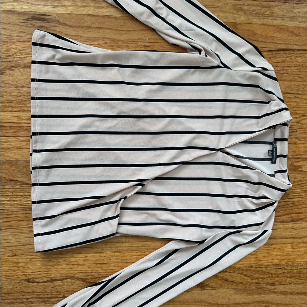 Adrianna Papell Black and Peach Wrap Blouse